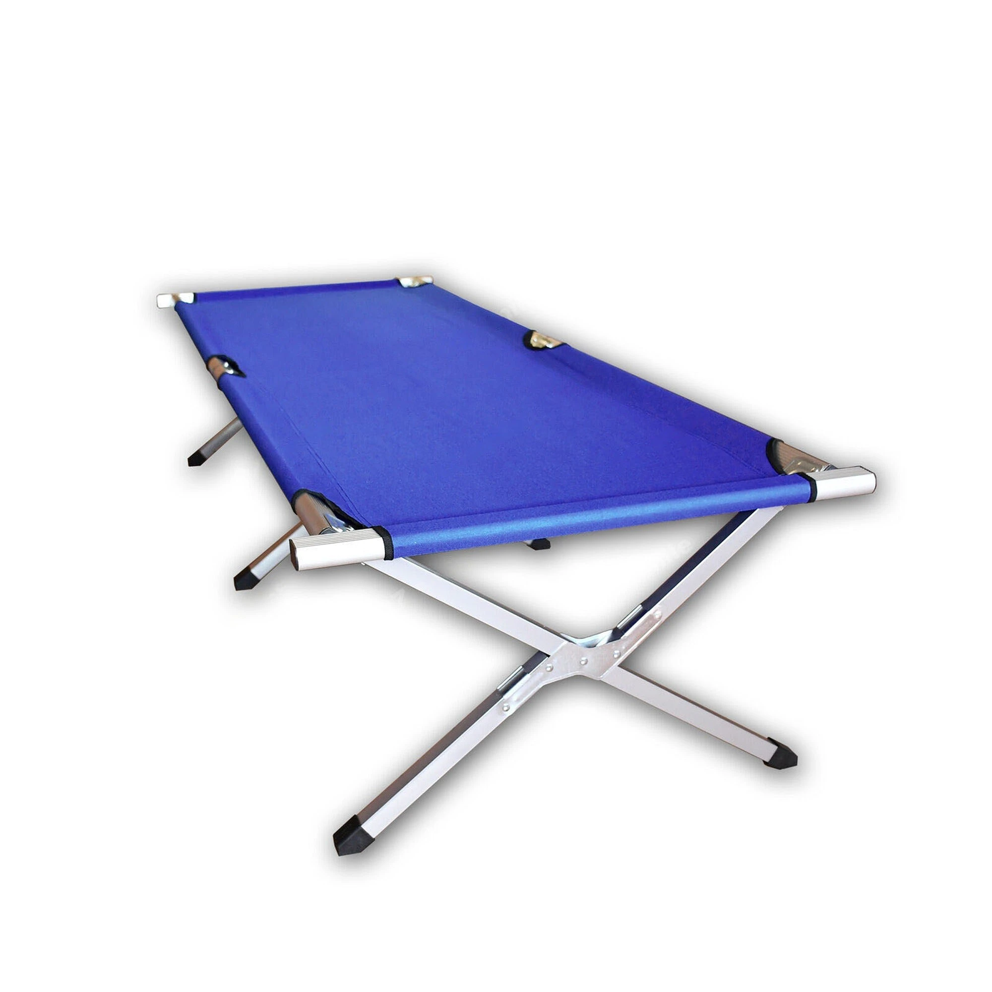 Folding Camping Bed Stretcher Light Weight Camp Portable With Carry Bag - Blue