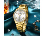 CURREN   Luxury Quartz Women's Bracelet Wristwatches with Rhinestone Dial Elegant Luminous Hands Stainless Steel Watches