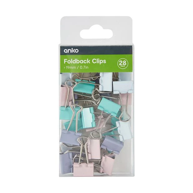 Foldback Clips, 28 Pack - Anko