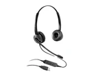 Grandstream GUV3000 Dual Ear USB Headset, Noise Canceling Microphone, HD Audio, 2m USB Cable, Suits Teams, Zoom, 3CX, Inline Controls