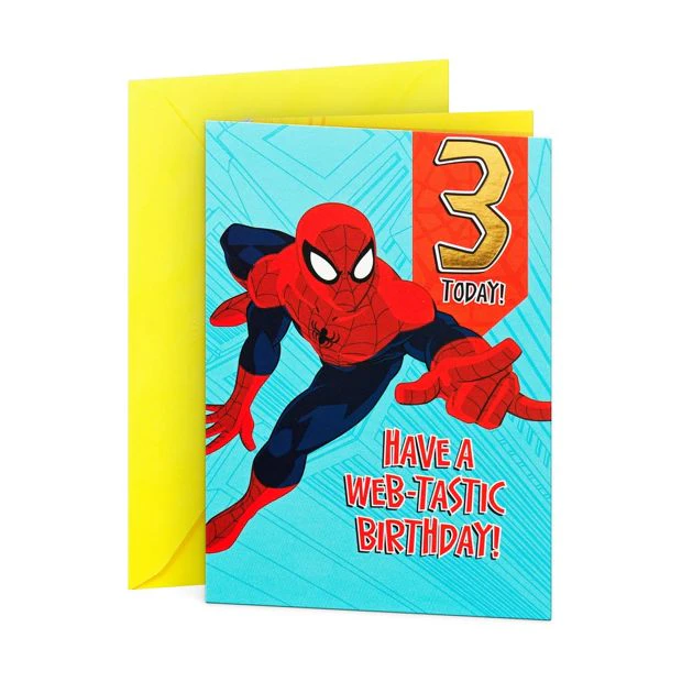 Hallmark Marvel Web-Tastic Spiderman Birthday Card - Age 3