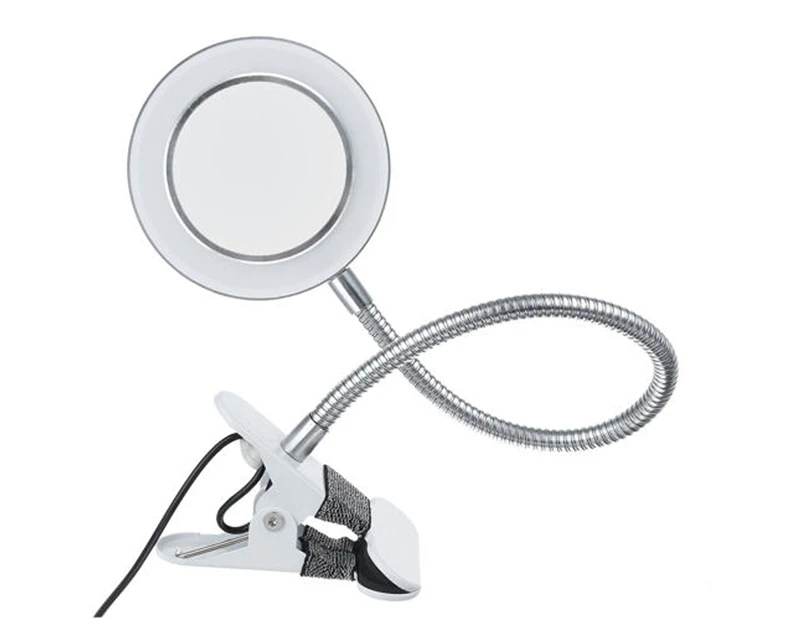 Magnifying LED Desk Lamp Light Clamp Magnifier Glass Craft Repair USB Adjust - 8x