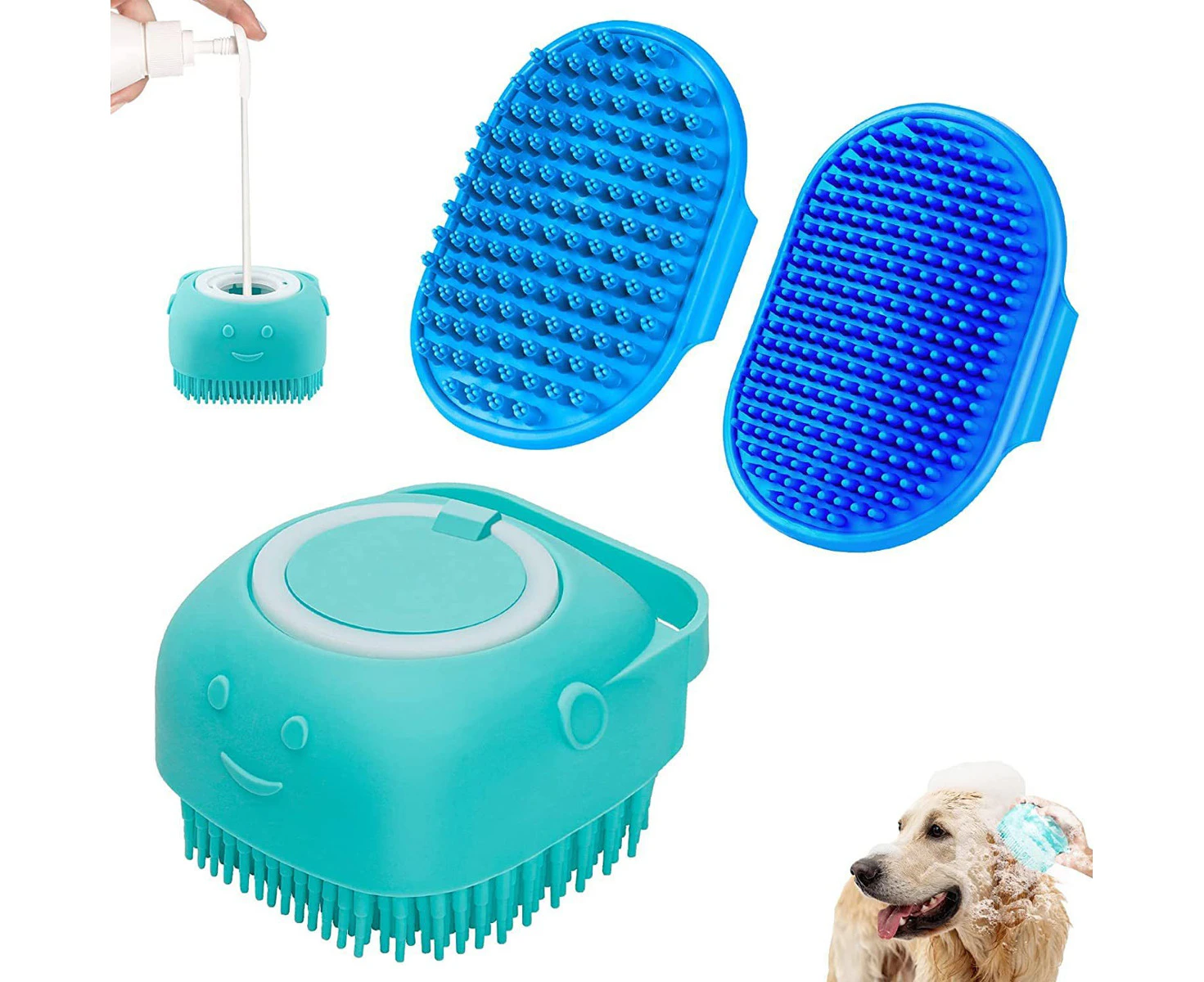 3PCS Dog Bath Brush | Dog Shampoo brush | Dog Scrubber for Bath | Pet-Dog Bath Massage Brush Scrubber