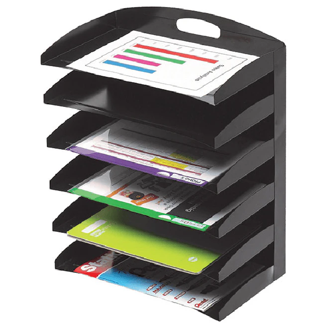 Marbig Desktop Filing Organiser Metal 6 Tier 385x500x230mm Black