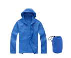 Unisex Cycling Running Hiking Bike Waterproof Windproof Jacket Outdoor Rain Coat - Blue