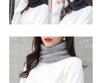 Winter Knit Scarf Velvet Snood Wool Neck Warmer For Child Adult Unisex Thickened - Black