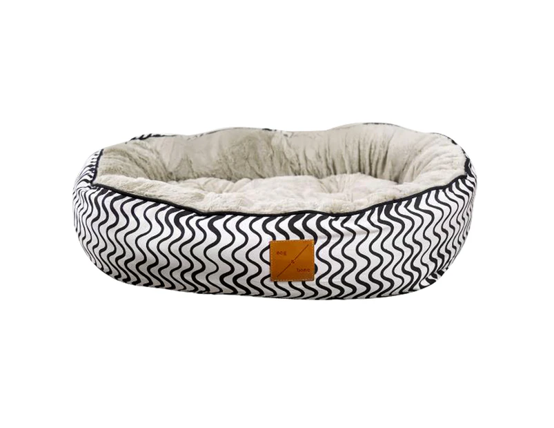 Mog & Bone 4 Season Reversible Circular Dog Bed Black Wave Large