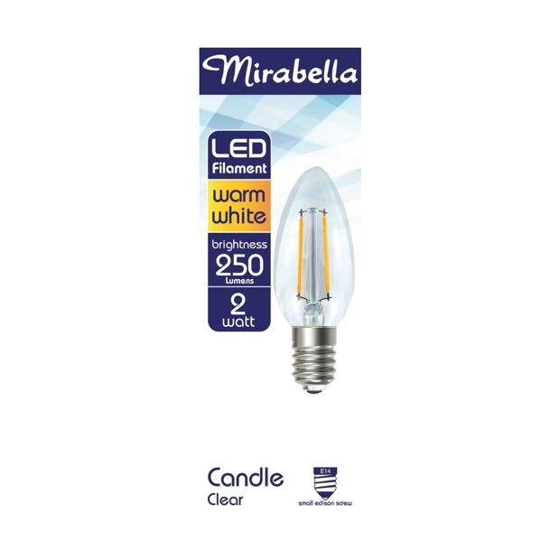 Mirabella Filament LED 2W E14 Small Edison Screw Light Bulb - Clear Warm White