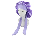 Sleeping Bonnet Hair Wrap Silk Satin Cap Women Elastic Night Soft Hat Headwear - 1x - Blue