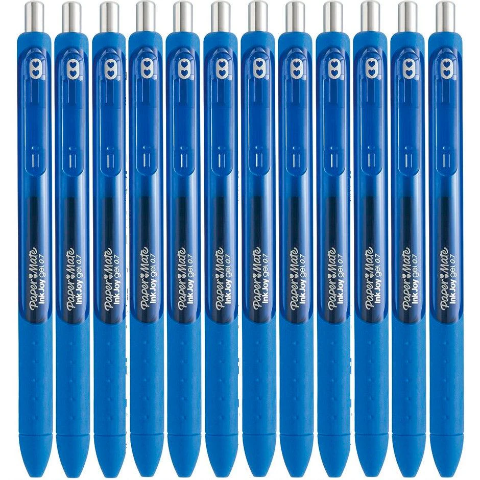 Papermate Inkjoy Gel Pen Medium 0.7mm Blue Box 12