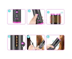 LCD Cordless Auto Rotating Hair Curler Hair Waver Curling Iron Wireless Ceramic - Pink