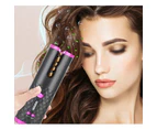 LCD Cordless Auto Rotating Hair Curler Hair Waver Curling Iron Wireless Ceramic - Pink