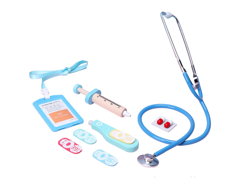 5Pcs/Set Mini Doctor Toy Educational Adjustable Sturdy Anti-impact Stethoscope Syringe Doctor Toy for Children Blue