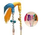 Faux Pearl Crystal Beaded Tassel Pet Cat Teaser Wand with Bells Interactive Toy-Blue