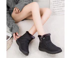 Women Fur Lined Snow Ankle Boots Ladies Winter Warm Waterproof Flat Shoes Size - Black