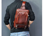 Men Genuine Leather Casual Fashion Large Crossbody Chest Sling Bag Design Travel 10&quot; Tablets Shoulder Bag Daypack Male 3080-3-r - Black