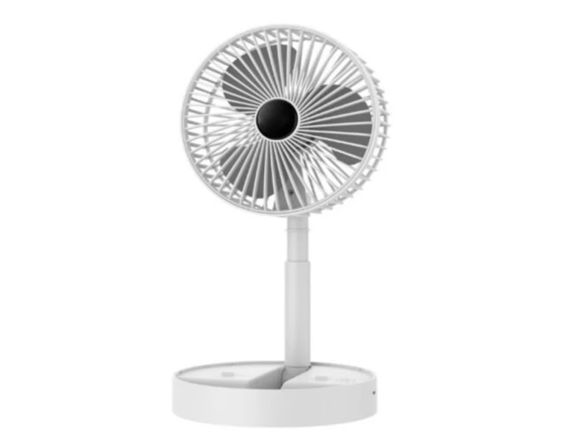 Telescopic Portable Floor Fan USB Foldable Fan Rechargeable Table Desk - 3 Speeds - White Rechargeable