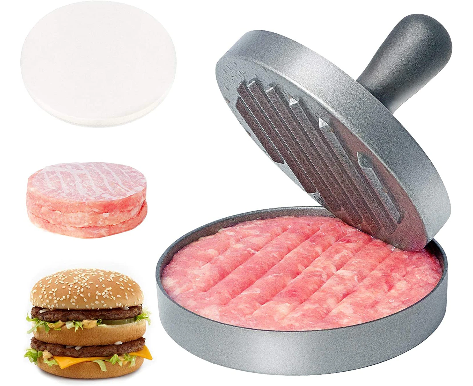 Hamburger Press Patty Maker, Food Grade Aluminum Burger Press With Abs Handle, Non-Stick, Easy To Clean