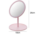 Rechargeable Travel Makeup Vanity Mirror , Portable Lighted Makeup Beauty Mirror, 3 Color Lighting, Dimmable Touch Screen-Light Pink