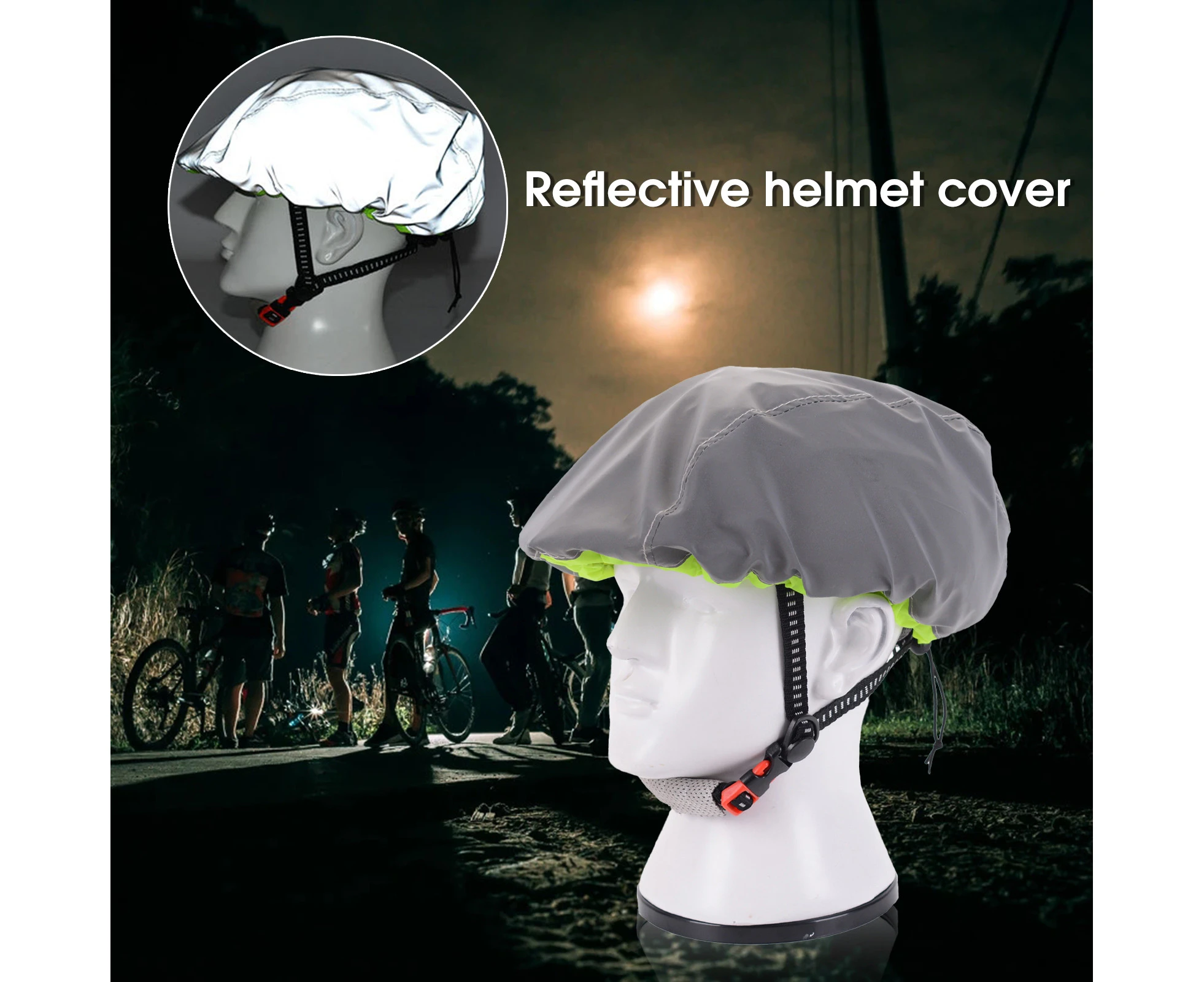 Bike Helmet Cover Reflective Waterproof Ultralight Cycling Road Bicycle Helmet Water Snow Cover for Outdoor-Grey