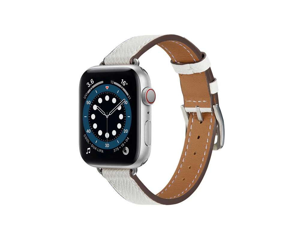 RITCHE Cross Pattern Leather Apple Watch Band for iWatch -White