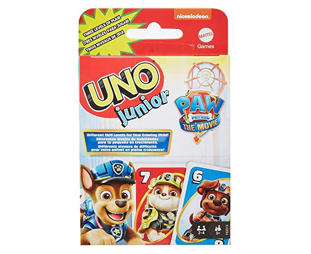 UNO Junior PAW Patrol Card Game with 56 Cards 2-4 Players, Gift for Kids 3 Years Old & Up, HGD13