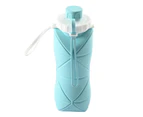 Folding Silicone Water Bottle Portable Leak-proof Sports Drink Bottle - 600ml - Blue