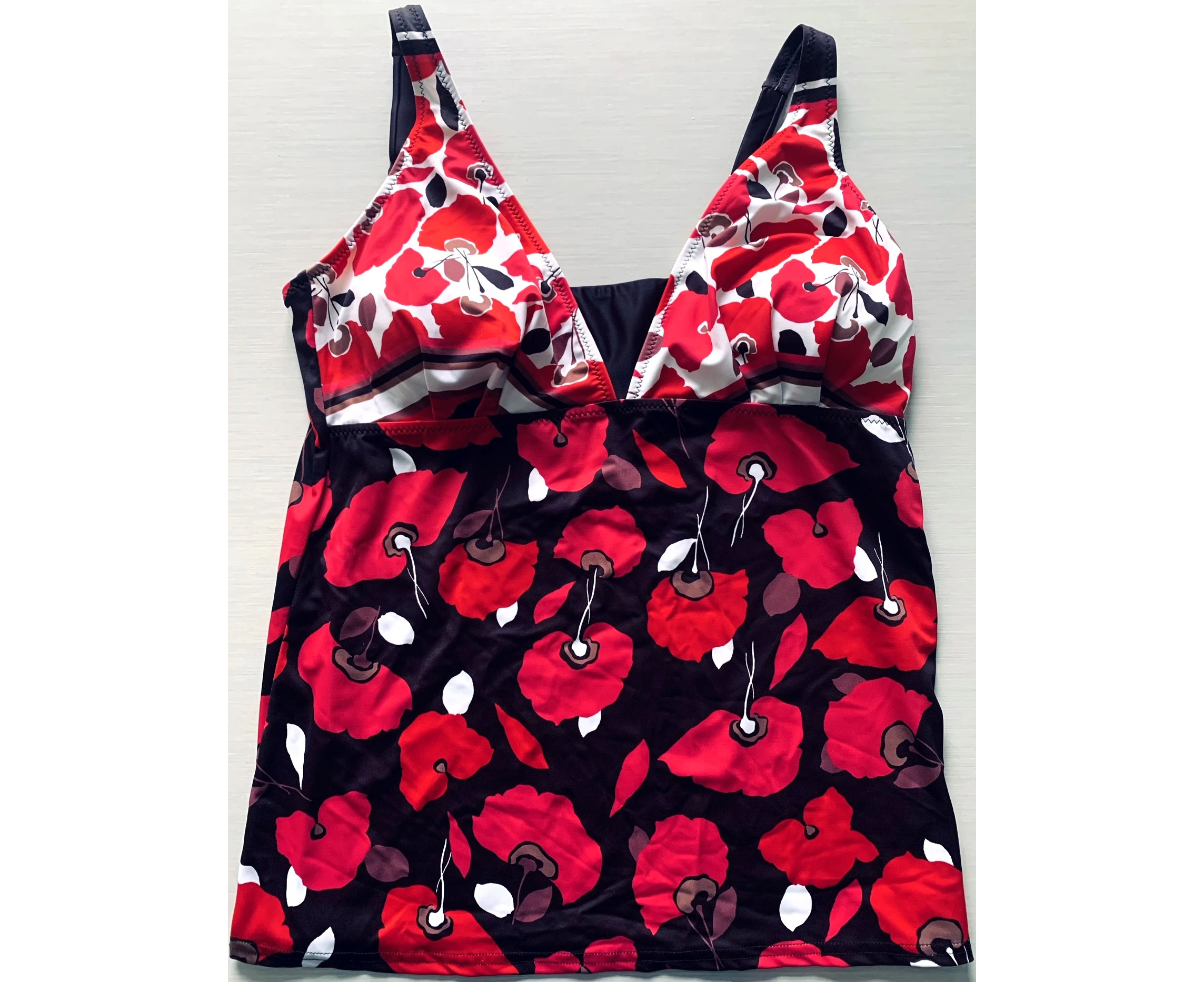 Aqua Perla Womens Poppy Red Printed Tankini Printed Spf50+