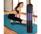 Yoga Pilates Mat Bag Adjustable Mesh Polyester Adjustable Strap Compressed Pouch-Black