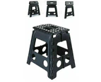 Folding Step Stool Portable Plastic Foldable Chair Store Flat Outdoor - 1 x Black Medium Stool