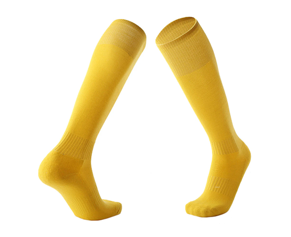 Outdoor Sports Breathable Unisex Hiking Soccer Knee High Compression Tube Socks Yellow