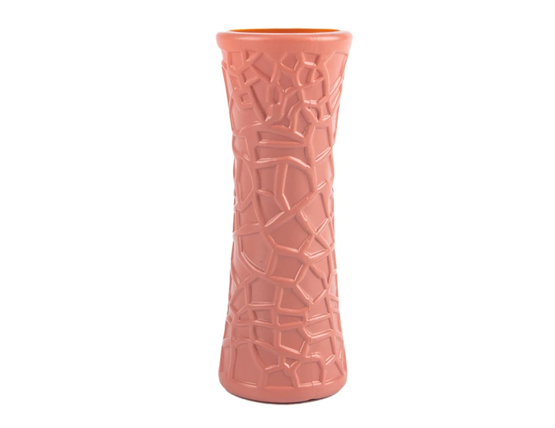 puluofuh Flower Vase Shatterproof Elegant Plastic Nordic Style Imitation Ceramic Vase for Living Room-Pink