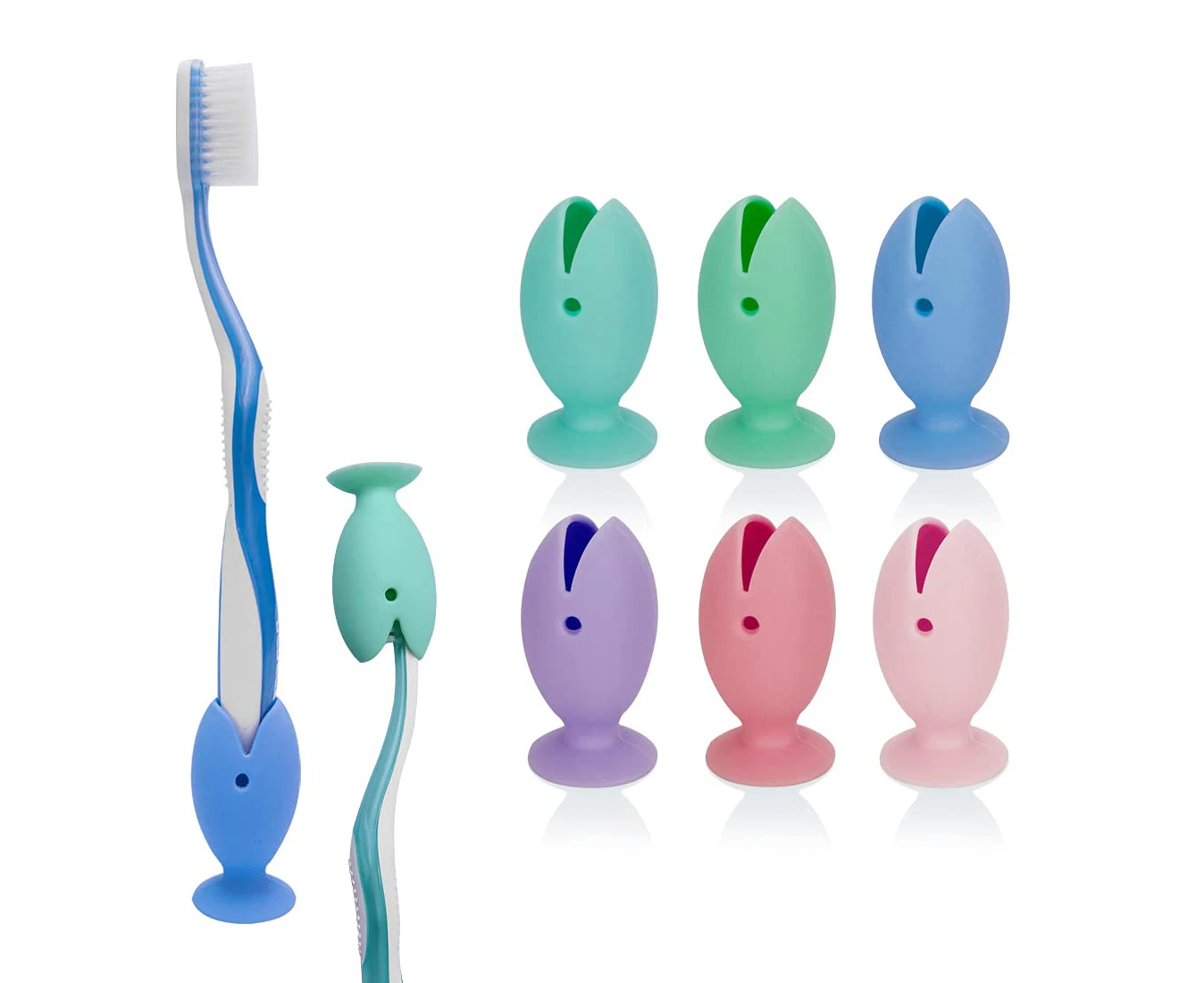 Silicone Travel Toothbrush Cover Case with Suction Cap, 6 Pack Toothbrush Cover Holder