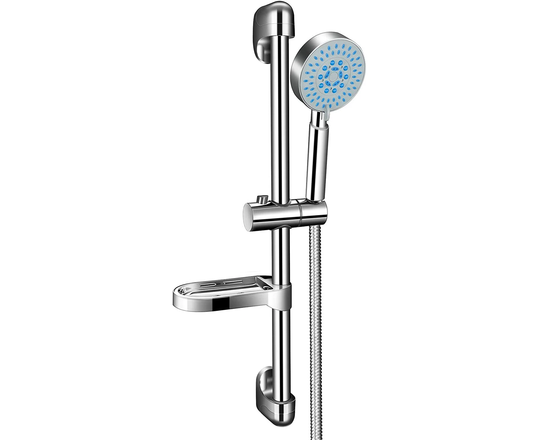 5-mode shower set with shower column, hand-held shower, shower hose in bathroom