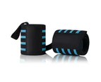 Wrist Wraps Weightlifting - Stiff Heavy Duty Wraps With Thick Thumb Loop For Powerlifting,Blue