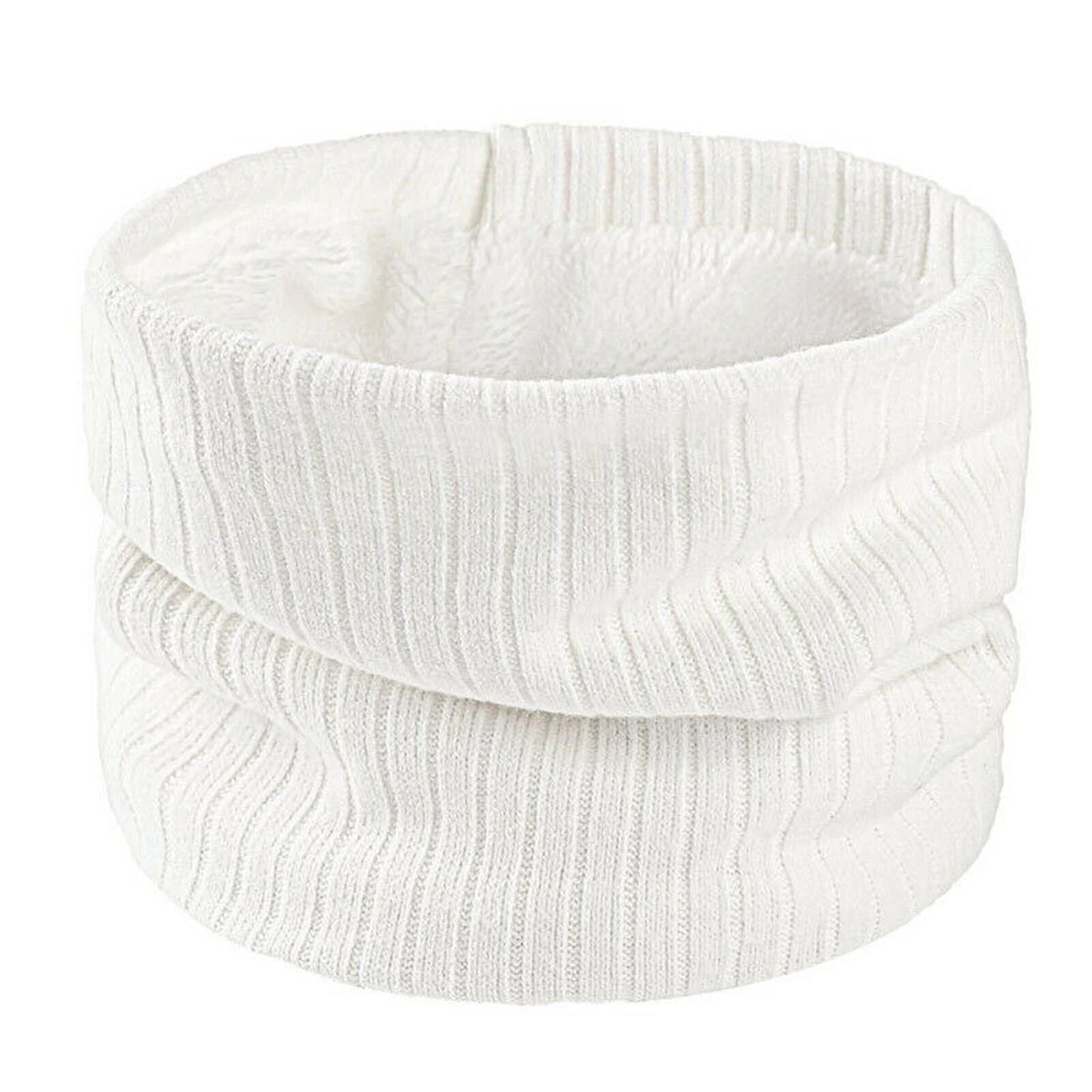 For Women Men Neck Warmer Tube Winter Knitted Scarf Thermal Warm Thicken Chunky - White Scarf