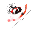 2Pcs/Set Dry Snorkel Set Anti-fog Adjustable Strap Tempered Glass Panoramic Wide View Snorkel Gear for Adults Red