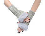 1 Pair Warm Gloves Breathable Good Thermal Insulation Arm Warmer Fingerless Knitted Long Gloves for Writing Style4