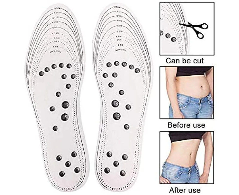 1 Pair Magnetic Therapy Insole Silicone Magnet Acupressure Shoe Boots Pads Healthcare Massage for Men and Women White