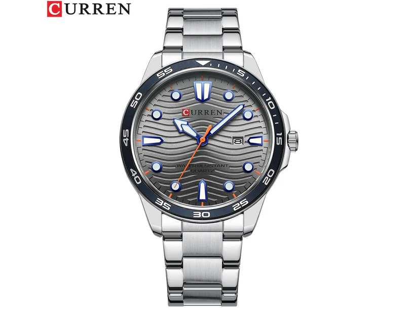 CURREN   Men's Watches Top Brand Luxury Stainless Steel Band Quartz Wristwatches with Auto Date Fashion Design Luminous Dial