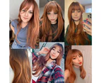 HENRY MARGU Long Straight Synthetic Wigs with Bangs Brown Red Copper Ginger Machine Made Wig for Women Cosplay Heat Resistant