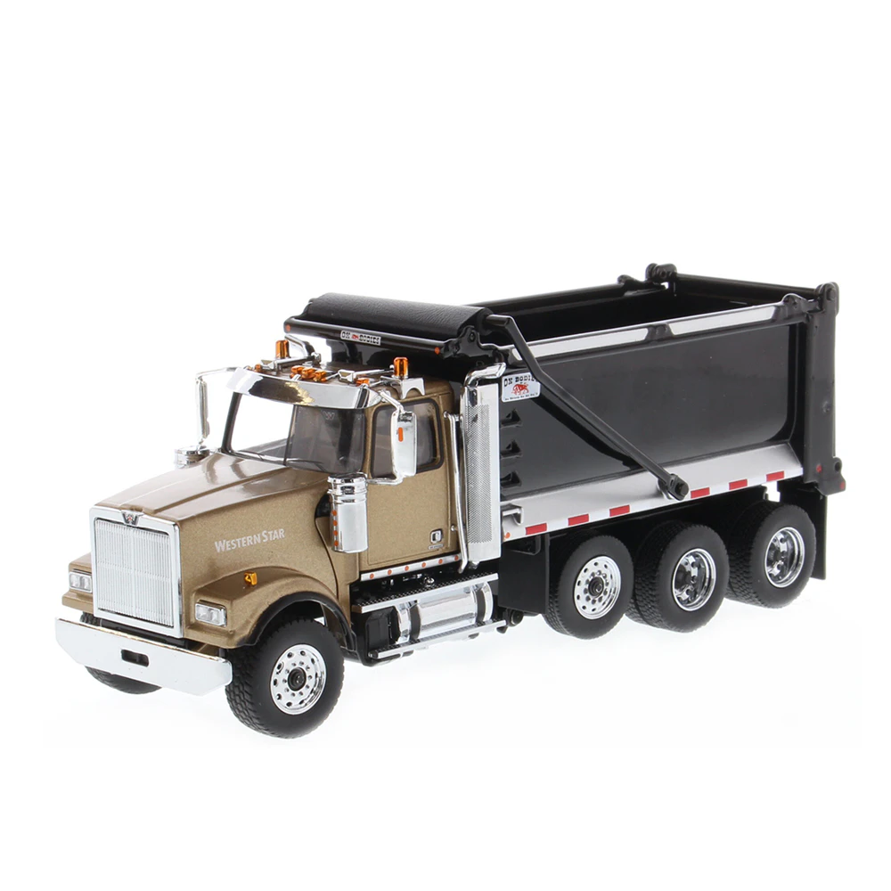 Diecast Masters 1:50 Western Star 4900 SF Gold Cab OX Stampede Black Dump Model