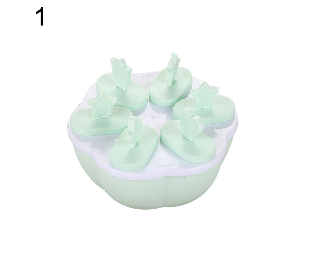 Plastic Popsicle Ice Cream Mold Maker Tray Cube DIY Kitchen Tool with Cover-Green Round