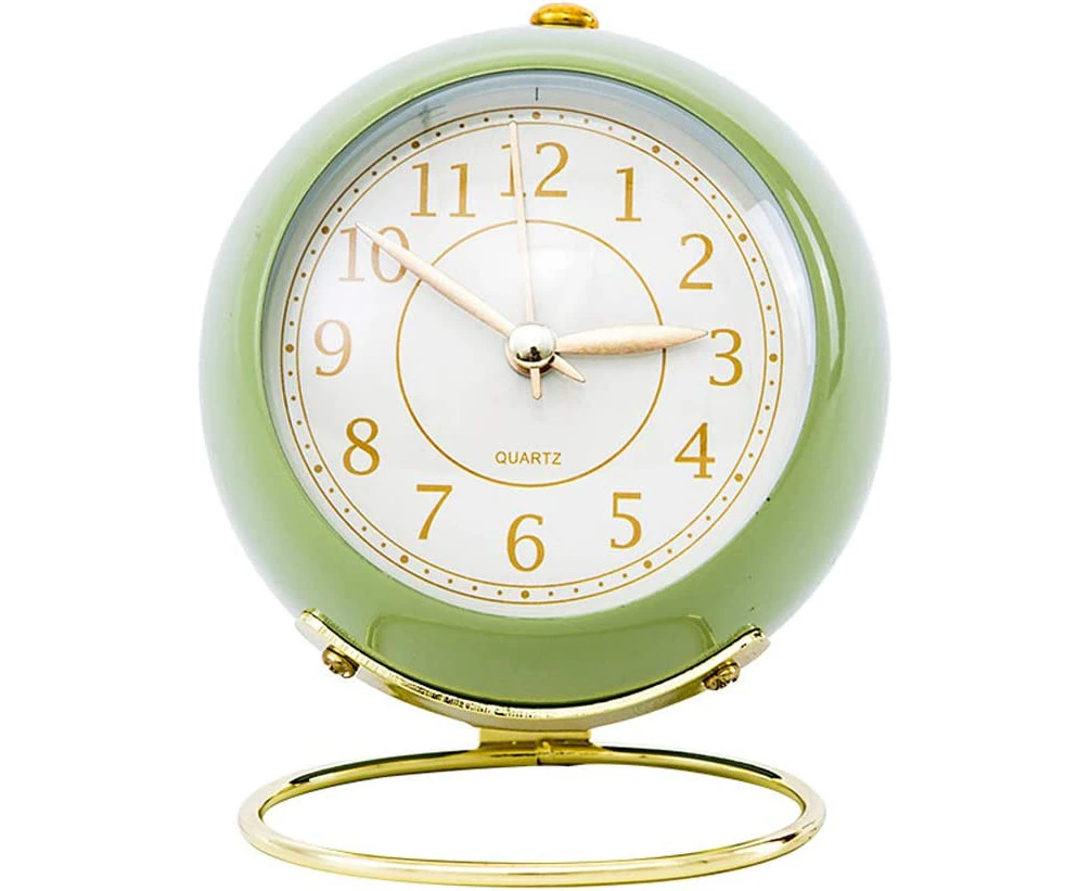 Small Table Clocks, Classic Non-Ticking Tabletop Alarm Clock with Backlight, Battery Operated Desk Astronaut Clock