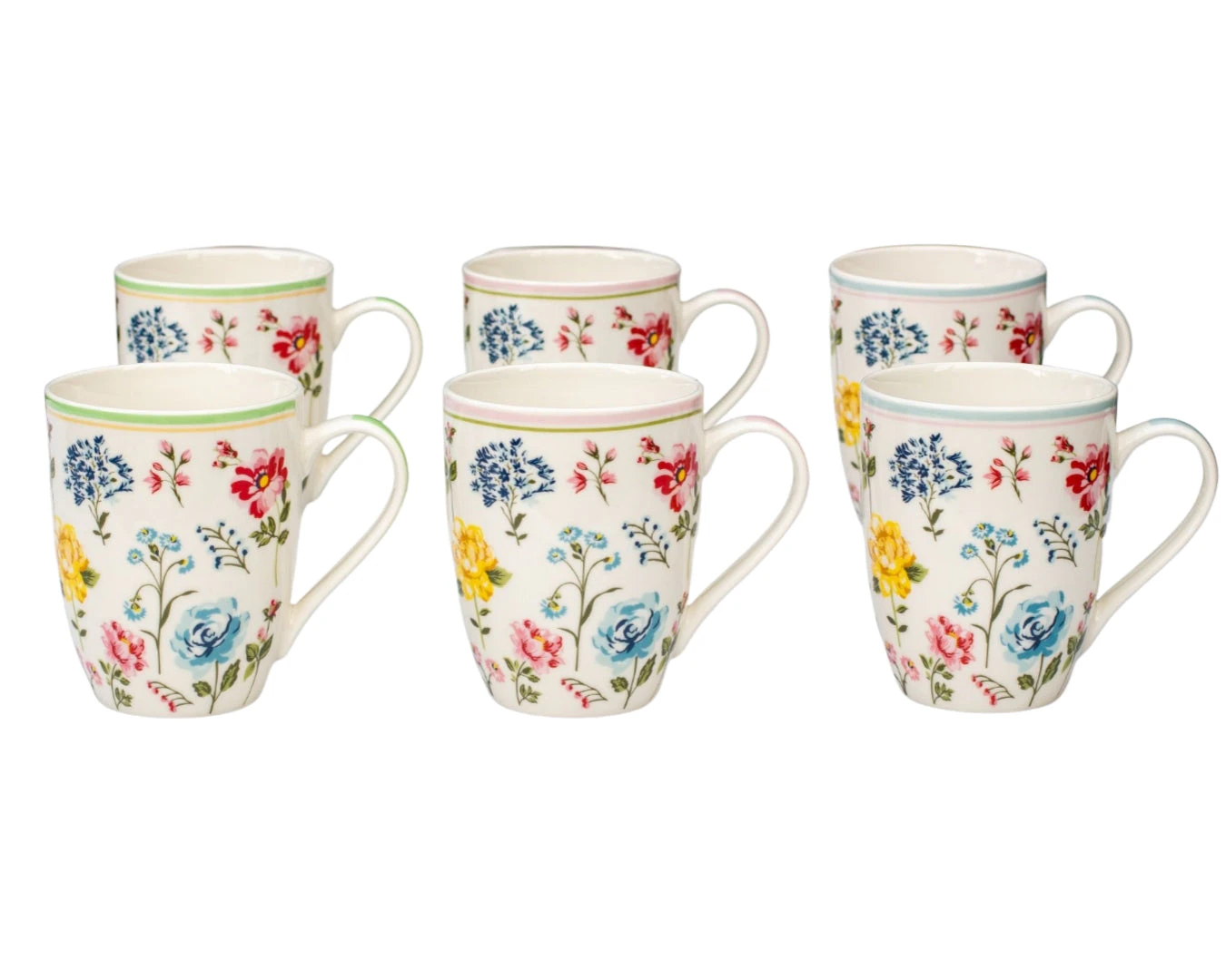 The House of Florence Botanical Garden Floral Design 340ml Set of 6 Mugs