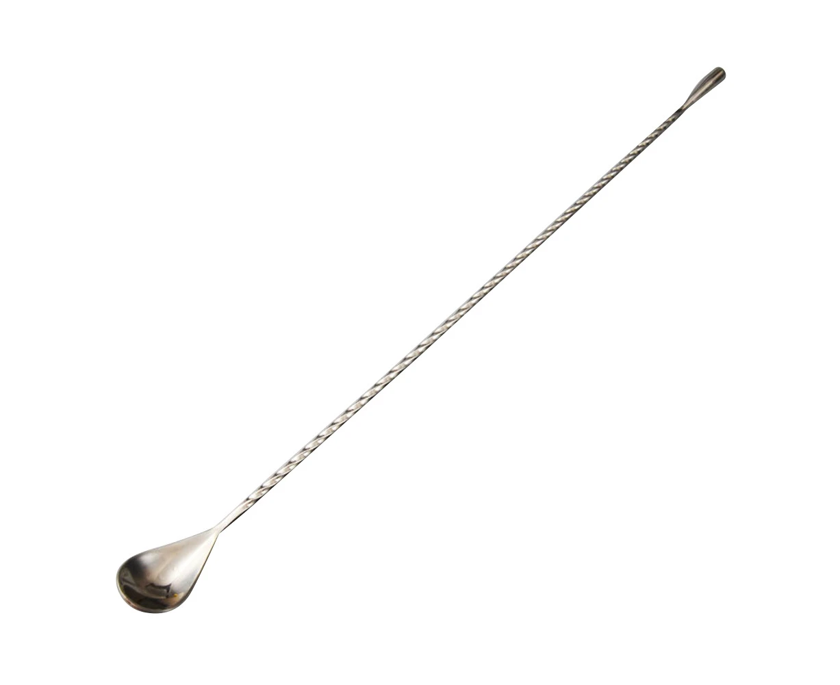 Stainless Steel Spiral Long Handle Mixing Stir Cocktail Spoon Bar Bartender Tool Silver