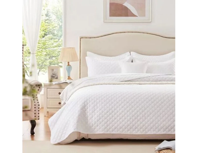 Charlie 3 Pce Lightly Quilted Polyester Embossed Coverlet Set Queen/King - White