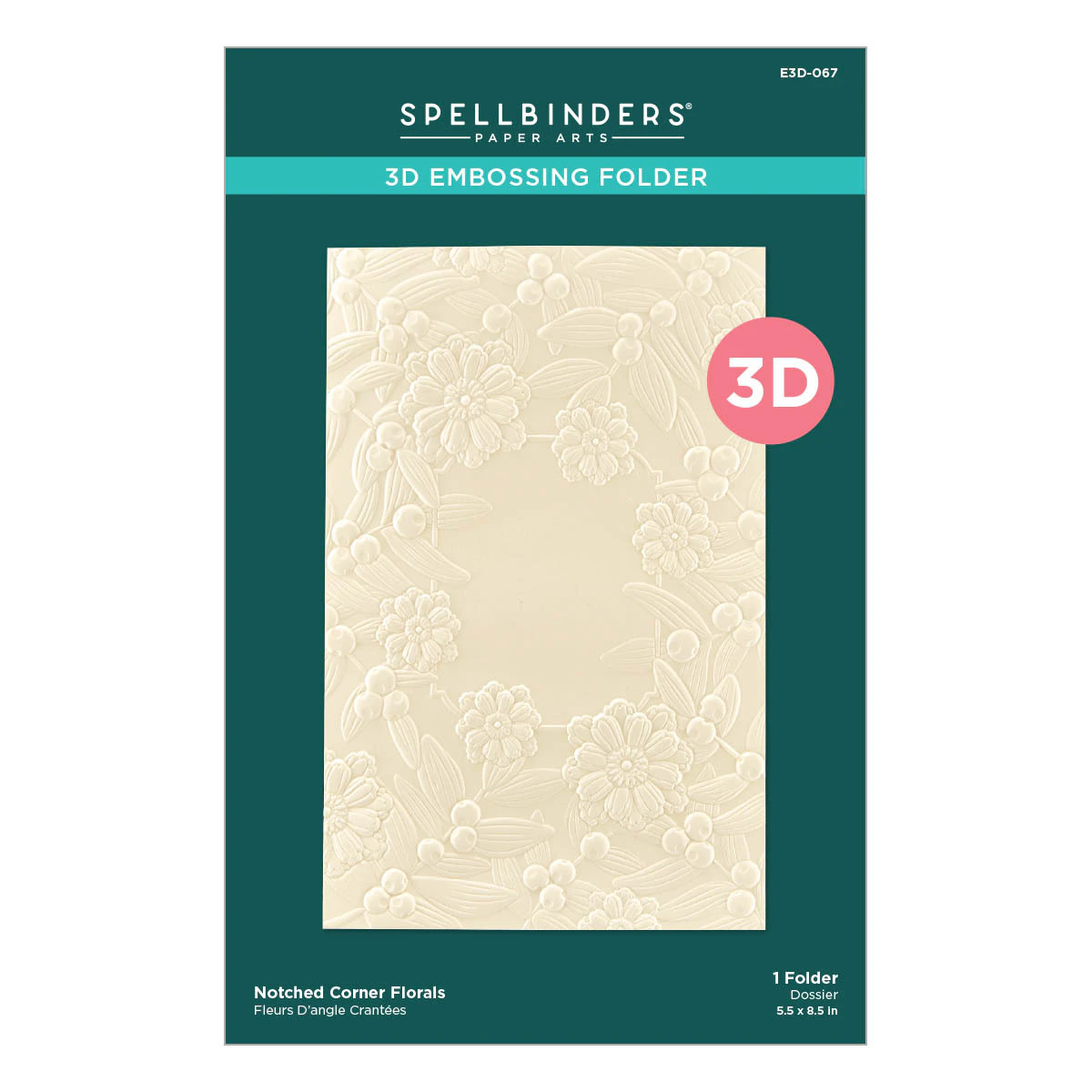 Spellbinders Notched Corner Florals 3D Embossing Folder