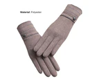 Winter Gloves Button Decor Full Finger Cover Wave Cuff Elegant Style Thin Women Gloves for Outdoor Style2