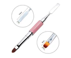 Dual-Ended Polygel Brush & Picker, 2 in 1 Designs Polygel Brush Stainless Steel Gel Nail Tool for UV Gel Acrylic Nail Extension - Pink